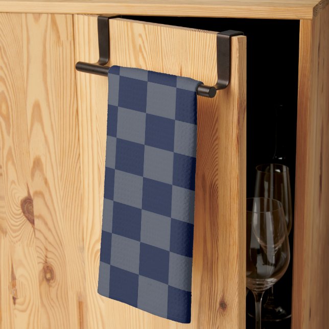 Navy Blue Checkerboard Geschirrtuch (Drittel gefaltet)