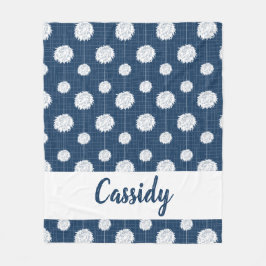 Navy Blue Cheerleader Pom Pom Pattern Fleecedecke