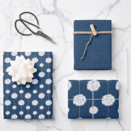 Navy Blue Cheerleader Pom Pom Pattern Geschenkpapier Set