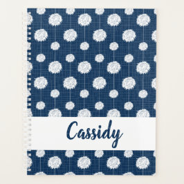 Navy Blue Cheerleader Pom Pom Pattern Planer