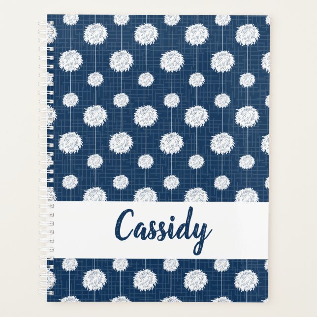 Navy Blue Cheerleader Pom Pom Pattern Planer (Vorderseite)