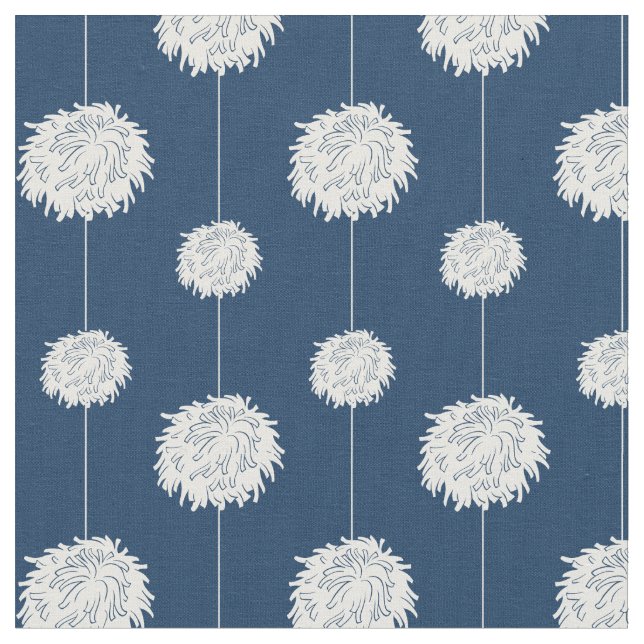 Navy Blue Cheerleader Pom Pom Pattern Stoff (Nahaufnahme)