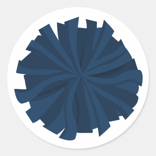 Navy Blue Cheerleader Pom Pom Runder Aufkleber (Vorderseite)
