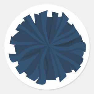 Navy Blue Cheerleader Pom Pom Runder Aufkleber