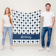 Navy Blue Cheerleader Pom Poms & Hearts Muster