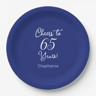 Navy Blue Cheers bis 65 Jahre 65. Geburtstag Pappteller