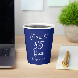 Navy Blue Cheers bis 85 Jahre 85. Geburtstag Pappbecher