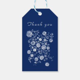 Navy Blue Chinoiserie Floral Wedding Thank You Geschenkanhänger