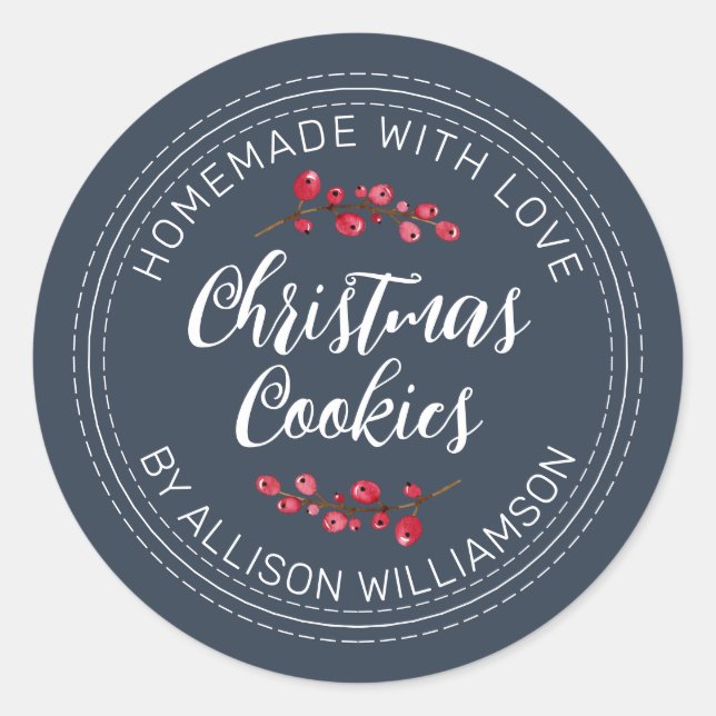 Navy Blue Christmas Cookie Runder Aufkleber (Vorderseite)