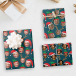 Navy Blue Christmas Crew Drei Foto Custom Geschenkpapier Set<br><div class="desc">Dieses Set von drei Blättern marineblaue Geschenkpackung wird Freunde und Familie begeistern, wenn Sie es mit den Fotos Ihrer Kinder, Eltern, Freunde oder Haustiere, die die ganze verrückte Reihe von Charaktere in albern, rot und grün, Ferienhüte (Santa und Elf) und Rentier Geweih. Jedes Blatt wird ein anderes hochgeladenes Gesicht haben!...</div>