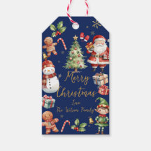 Navy Blue Christmas Santa Elf Snowman Gingerbrot