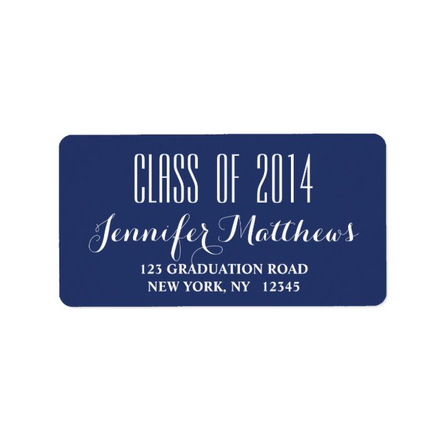 Navy Blue Class 2014 Abschluss Address Label Adressaufkleber (Vorne)