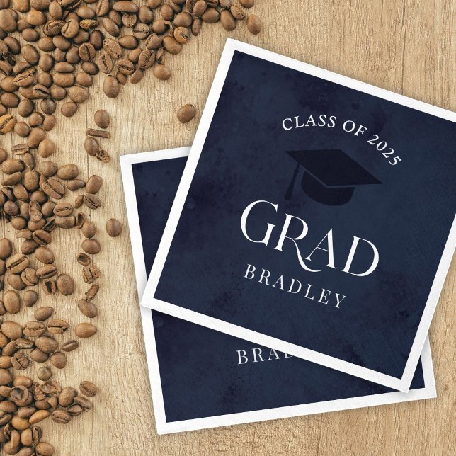 Navy Blue Class of 2025 Modern Graduation Party Serviette (Von Creator hochgeladen)