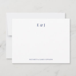 Navy Blue Classic Elegant Couple Initials Mitteilungskarte