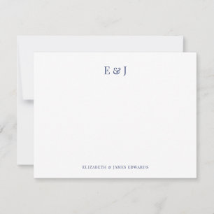 Navy Blue Classic Elegant Couple Initials Mitteilungskarte