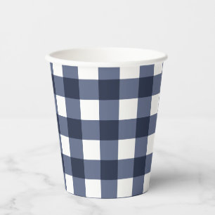 Navy Blue Classic Gingham Karo Kariert Pappbecher