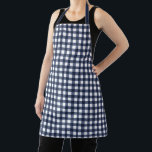 Navy Blue Classic Gingham Karo Kariert Schürze<br><div class="desc">Moderner Sommer Trend,  Picknick Gingham kariertes Tartan Muster in Marineblau und Weiß.</div>