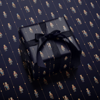 Navy blue classic nutcracker wrapping paper geschenkpapier