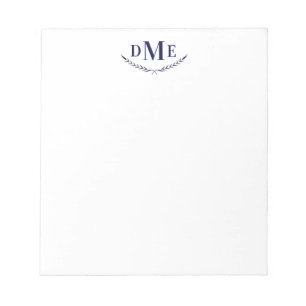 Navy Blue Classic Wheat 3 Initial Monogram Notizblock
