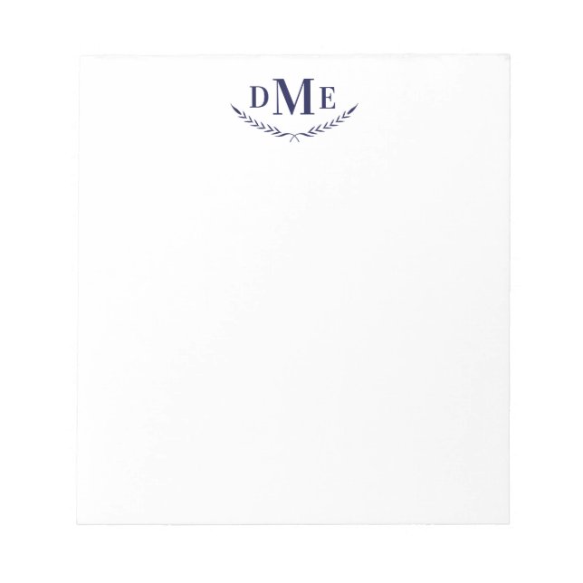 Navy Blue Classic Wheat 3 Initial Monogram Notizblock (Vorderseite)