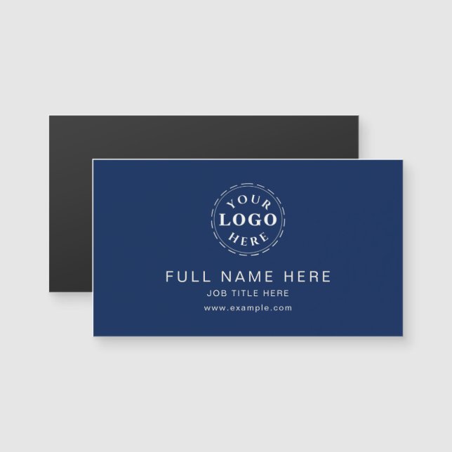 Navy Blue Clean Design Magnetic Business Card Magnetkarte (Vorne/Hinten)