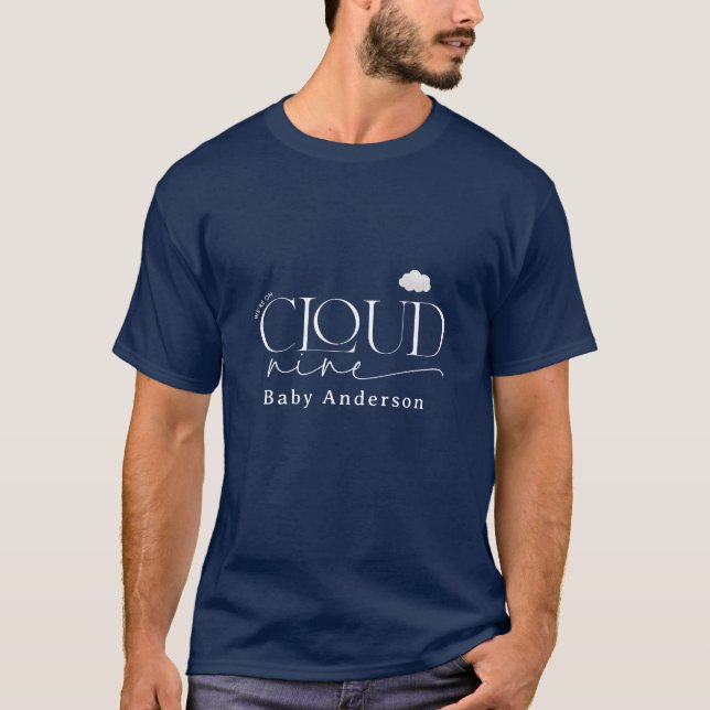 Navy Blue Cloud 9 Dusche modern stilvoll T-Shirt (Vorderseite)