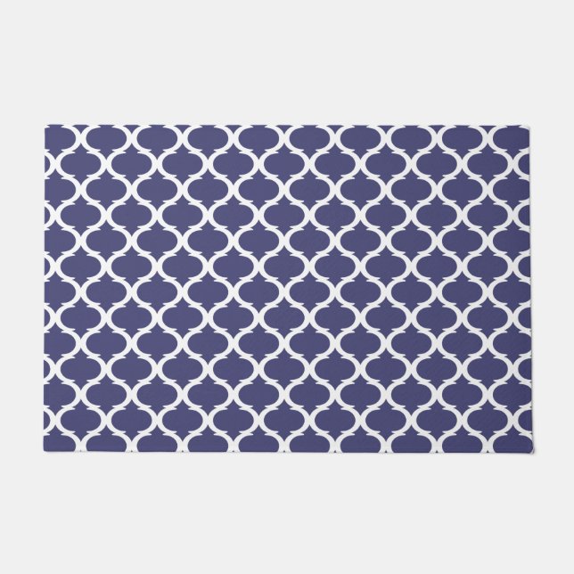 Navy Blue Coastal Beach House Nautic Marokko Fußmatte (Vorderseite)