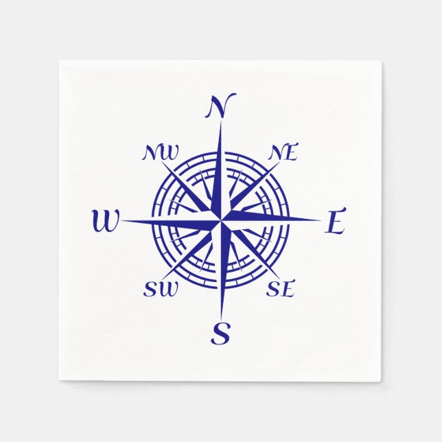 Navy Blue Coastal Compass Rose Serviette (Vorderseite)