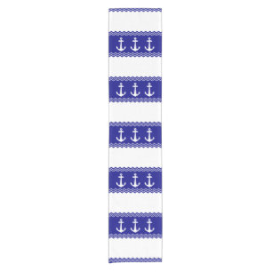 Navy Blue Coastal Muster Anker Kurzer Tischläufer