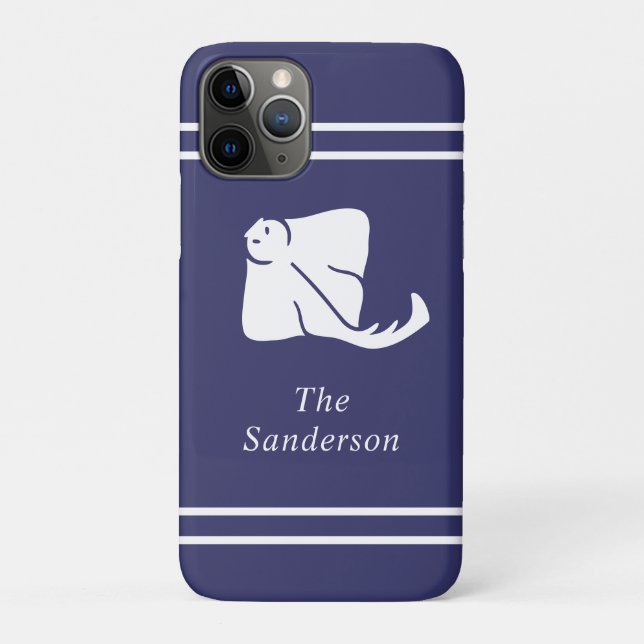 Navy Blue Coastal Nautical Stingray Manta Ray Door Case-Mate iPhone Hülle (Rückseite)