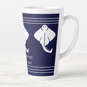 Navy Blue Coastal Nautical Stingray Manta Ray Milchtasse