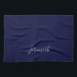Navy Blue Color Plain Modern Own Name Calligraphy Geschirrtuch<br><div class="desc">This product was very good and I love how easy it is for customize design. The design was very simple so I'm very pleased when I create.</div>