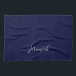 Navy Blue Color Plain Modern Own Name Calligraphy Geschirrtuch<br><div class="desc">This product was very good and I love how easy it is for customize design. The design was very simple so I'm very pleased when I create.</div>