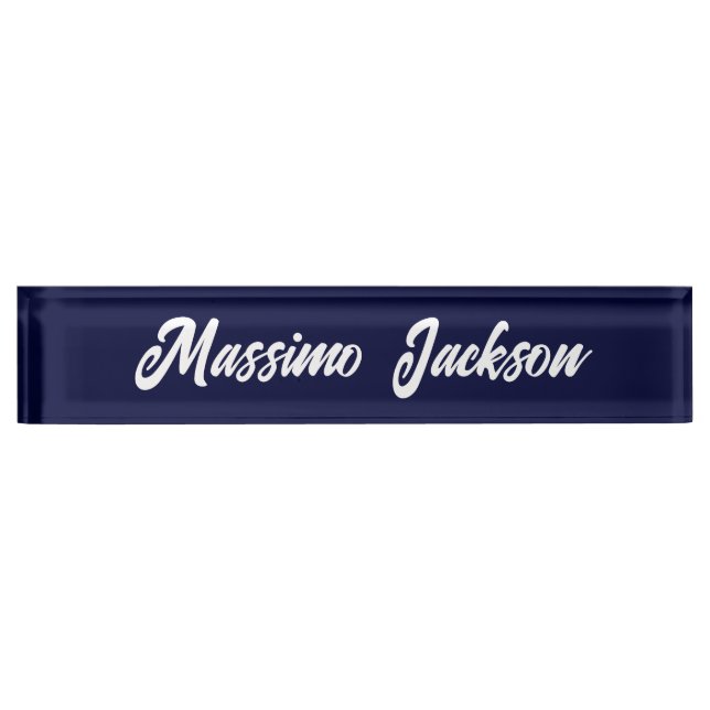 Navy Blue Color Plain Modern Own Name Calligraphy Namensplakette (Vorderseite)