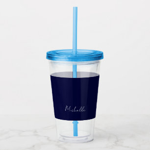 Navy Blue Color Schlicht Moderne Namenskalligraphi Acryltrinkbecher