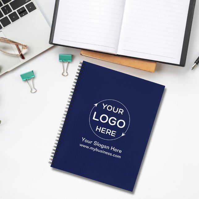 Navy Blue Custom Business Logo Notizbuch (Custom Business Logo Navy Blue Notebook)