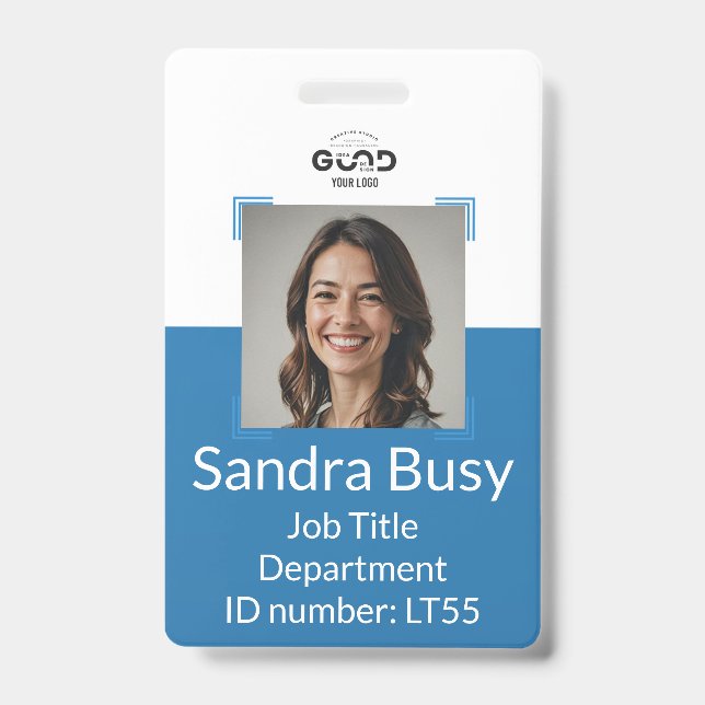Navy Blue Custom Employee Foto ID Abzeichen | Unte Ausweis (Vorderseite)
