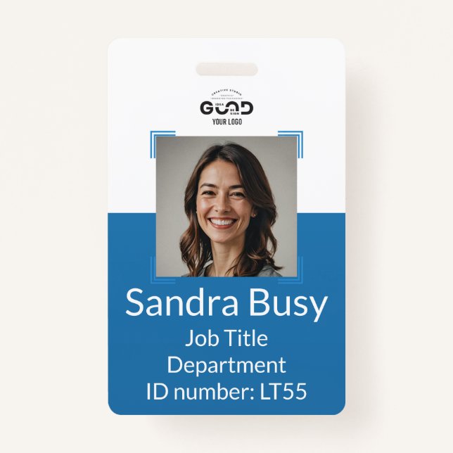Navy Blue Custom Employee Foto ID Abzeichen | Unte Ausweis (Vorderseite)