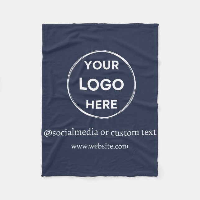 Navy Blue Custom Logo Social Media Modernes Geschä Fleecedecke (Vorderseite)