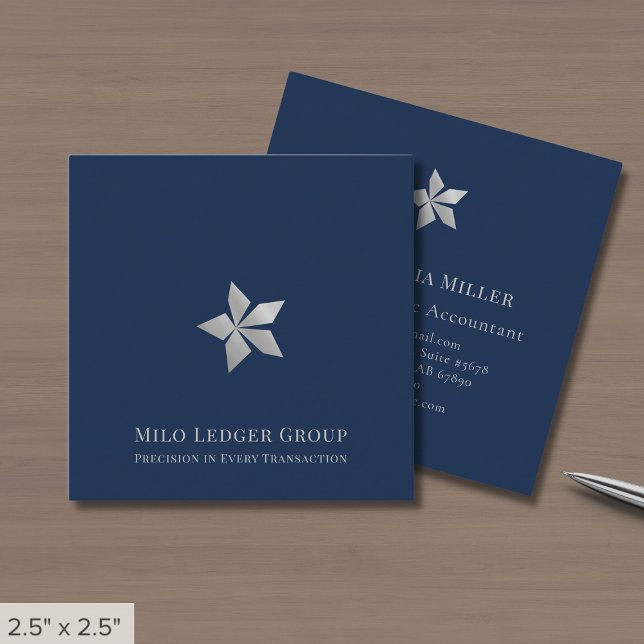 Navy Blue Custom Logo Square Quadratische Visitenkarte (Von Creator hochgeladen)