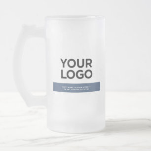 Navy Blue Custom Logo und Text 16oz Mattglas Bierglas