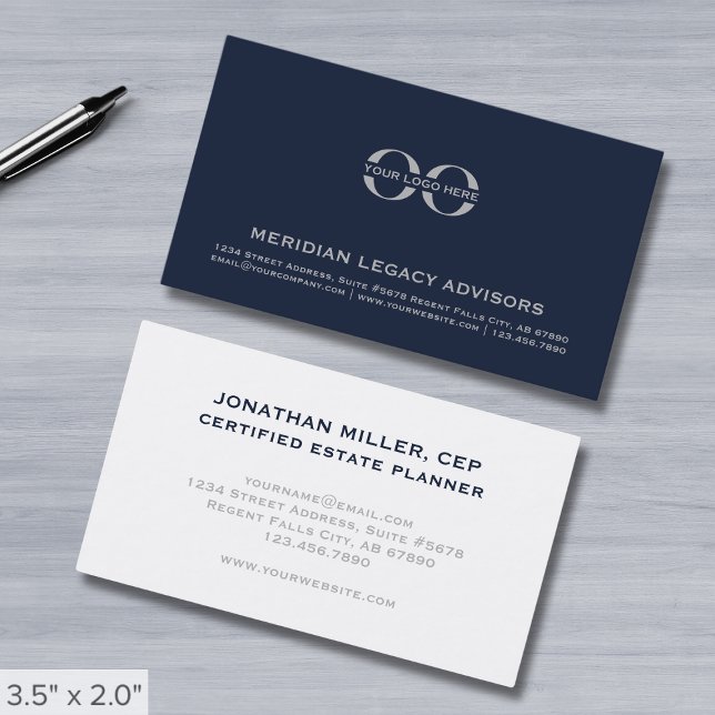 Navy Blue Custom Logo Visitenkarte (Von Creator hochgeladen)