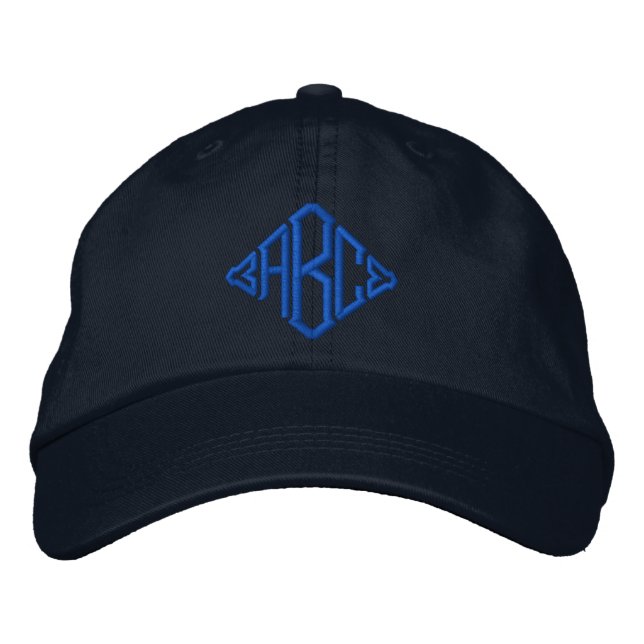 Navy Blue Custom Mit Monogramm StickHat Bestickte Kappe (Vorderseite)
