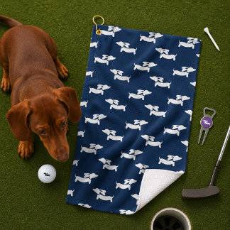 Navy Blue Dackel Mama Golfer Geschenk Golfhandtuch