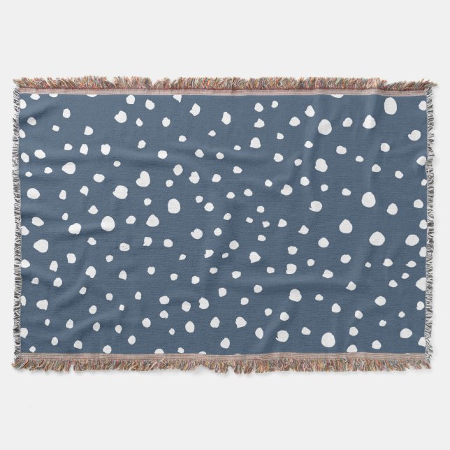 Navy Blue Dalmatian Spots, Dalmatian Dots, Dotted Decke (Vorderseite)