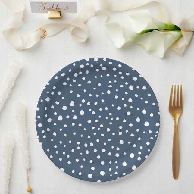 Navy Blue Dalmatian Spots, Dalmatian Dots, Dotted Pappteller (Hochzeit)