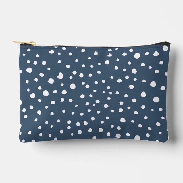 Navy Blue Dalmatian Spots, Dalmatian Dots, Dotted Zubehörtasche (Vorderseite)