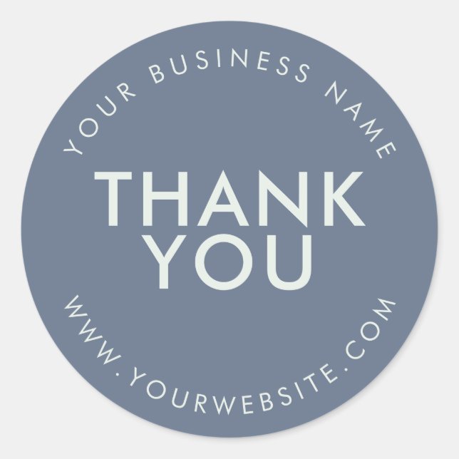 Navy Blue DANK IHNEN Custom Text Business Website Runder Aufkleber (Vorderseite)