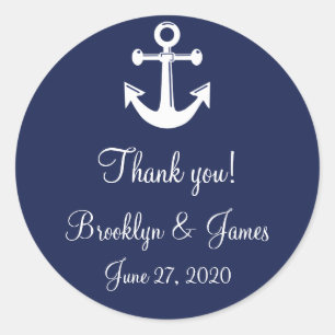 Navy Blue Danke Nautical Wedding Stickers