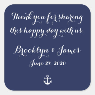 Navy Blue Danke Nautical Wedding Stickers
